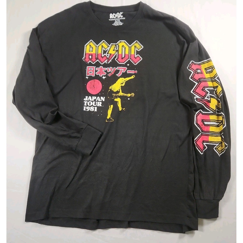 Mens Black AC/DC 2021 Japan Tour 1981 XL Long Sleeve T-Shirt